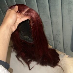 5x7 closure glue less cherry wine burgundy red 99j wig 24in